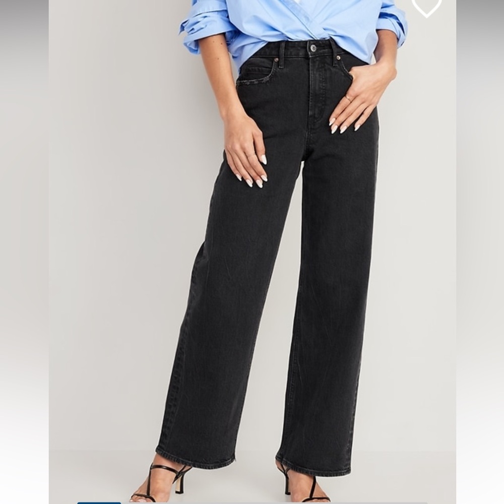 Old Navy extra high waisted wide leg jeans vintage black women’s size 14